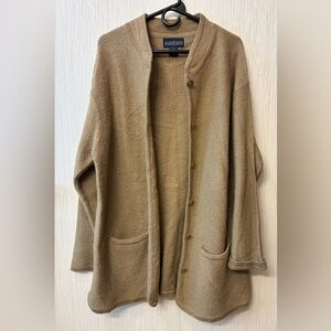 Herman Geist Vintage 100% Wool Oversized Cardigan Jacket  Camel Tan Beige L